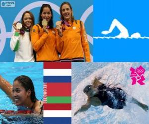 yapboz Podyum Yüzme 50 m Bayanlar serbest, Marleen Veldhuis, Ranomi Kromowidjojo (Hollanda) ve Aliaxandra Herasimenia (Rusya) (Hollanda) - Londra 2012-